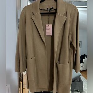 Quince Camel Open Knit Blazer